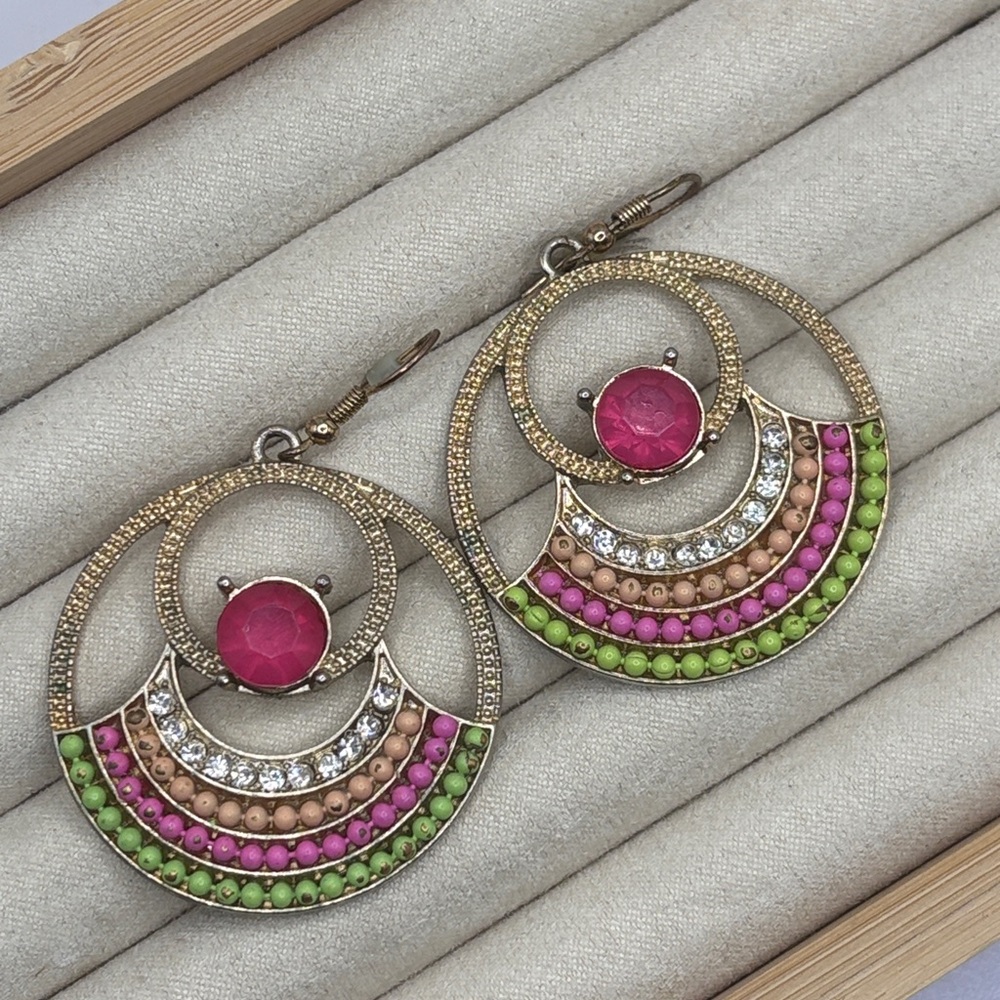 Boho Enchanted Fairy Garden Seed Bead Statement Earrings